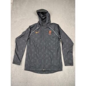 Liverpool FC Jacket Mens Medium Black‎ Hooded Zip Nike Soccer Football Lined
